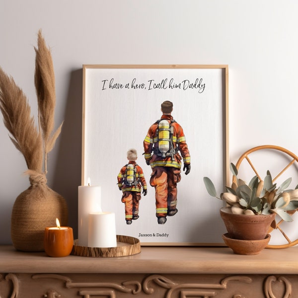 Personalized Firefighter Dad Digital Print - Father's Day Gift - Gift for Dad - Gift for Fire Fighter - Firefighter - Firefighter Dad