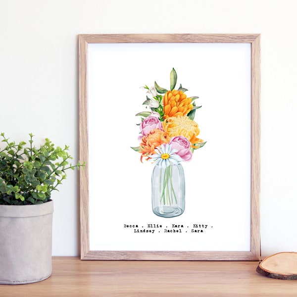 Aangepaste geboorte bloem digitale print - geboorte maand bloemen - familie geboorte bloemen