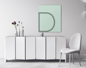 D Letter CANVAS PRINT, Ready for Hanging Font, Minimal Minimalistic Simple Lettering Wall Art Poster, Pastel Geometrical Artwork, Home Decor