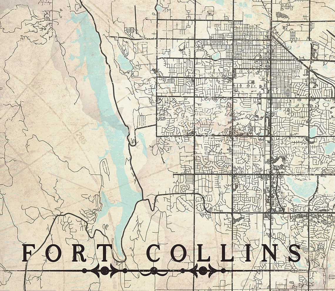 FORT COLLINS CO Canvas Print Ready to Hang Colorado City Map Etsy