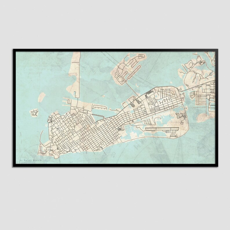 FRAME TV Key West FL Map Florida Keys Map Digital Wall Art Etsy
