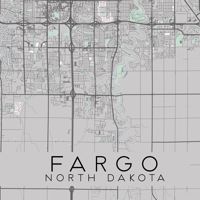FARGO ND Canvas Print Ready for Hanging North Dakota City Map | Etsy