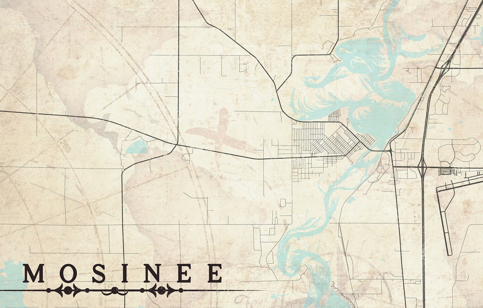 MOSINEE WI Canvas Print Ready for Hanging Wisconsin City Map Etsy