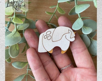 Hand-Painted Unicorn Brooch/Fridge Magnet - Laser Cut Birch Wood - Scarf Pin Gift/Office Organisation - Cute, Contemporary & Stylised