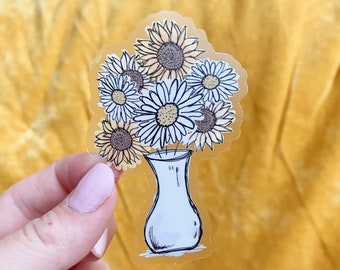Flower Vase Sticker, Daisies Sunflowers Sticker, Cute Floral Sticker, Cute Stickers for Laptop, Water Bottle Sticker, Rose Soma Design