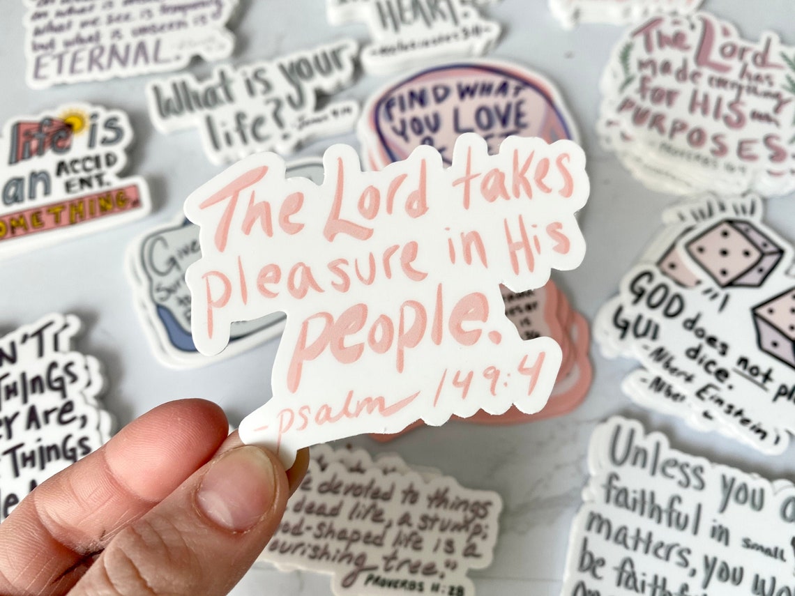 Bible Verse Sticker Vinyl Sticker Decal Psalm 149:4 | Etsy
