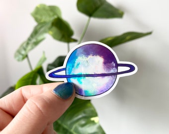 Saturn Holographic Sticker, Waterproof Holographic Planet Celestial Sticker
