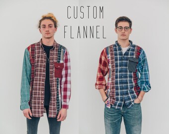 Custom Reconstructed Flannel - Personalizable 7 Panel Flannel Shirt - Oversized Reworked Flannel Mens - Reworked Flannel Reconstruct