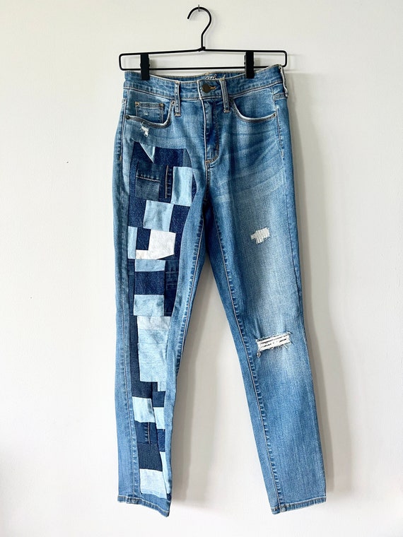 Patchwork jeans cheap womens