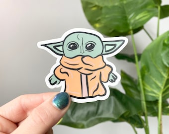 Baby Yoda Sticker - Fan Art Stickers, Cute Stickers, Waterproof Stickers, Laptop Stickers