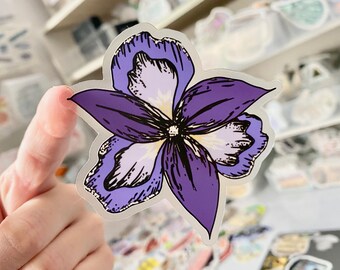 Purple Iris Sticker, Flower Stickers, Botanical Stickers, Cute Floral Stickers, Girly Stickers, Pretty Stickers, Purple Stickers