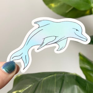 Dolphin Animal Sticker - Blue & Purple Sea Creature Sticker - Laptop Stickers, Laptop Decals, Stickers by Rose Soma