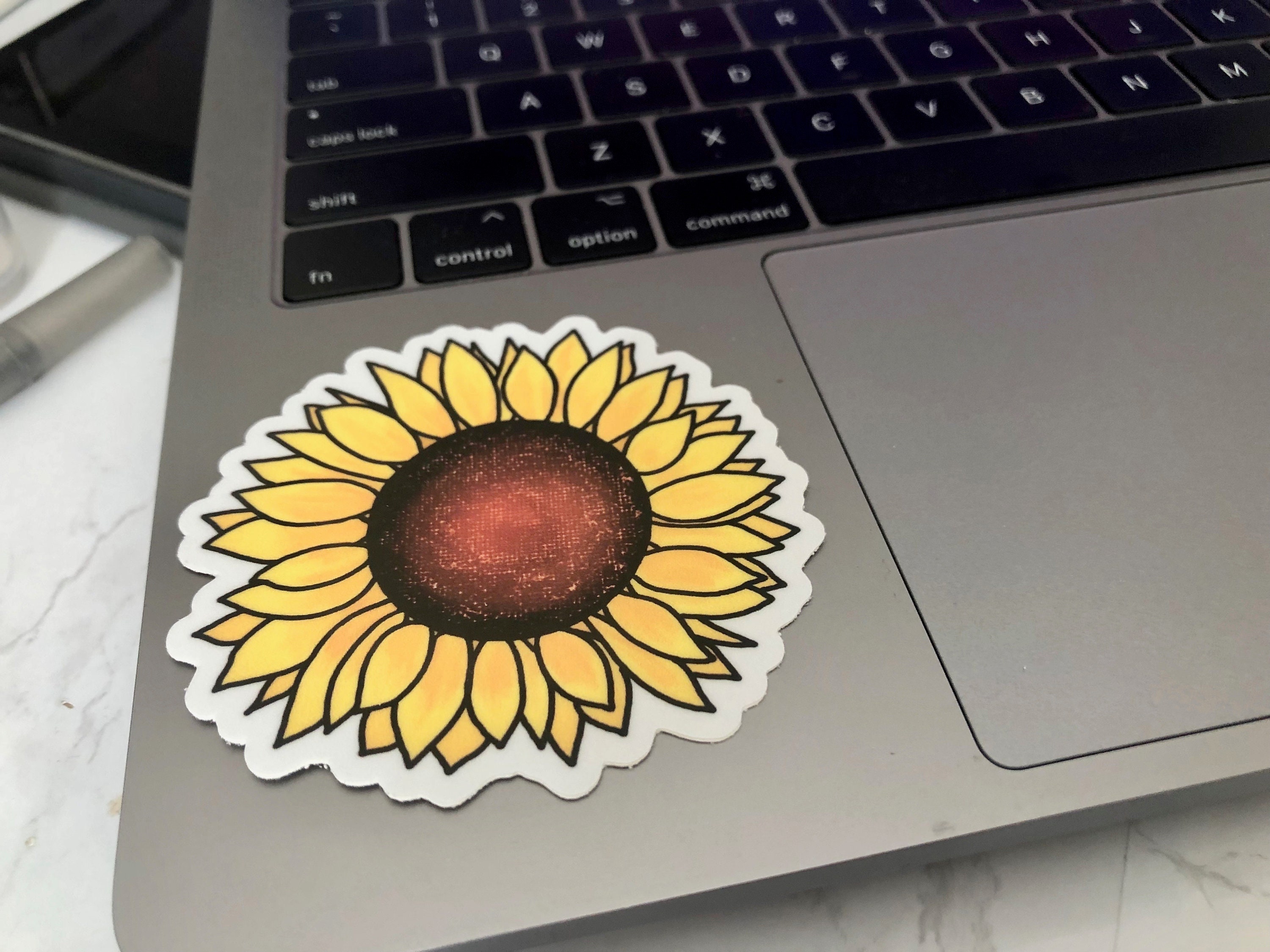 Yellow Sunflower Sticker Cute Floral Sunflower Stickers Etsy