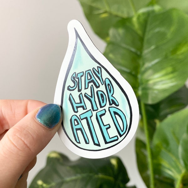 Stay Hydrated Magnet - Drink Water 3x3 Refrigerator Magnet - Cute Whiteboard Magnets, Raindrop Magnet, Drink Water Reminder