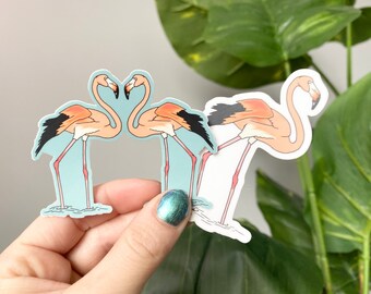 Flamingos Sticker, Waterproof Cute Flamingos Sticker, High Quality Vinyl Sticker, Vinyl Stickers, Laptop Stickers, Water Bottle Stickers