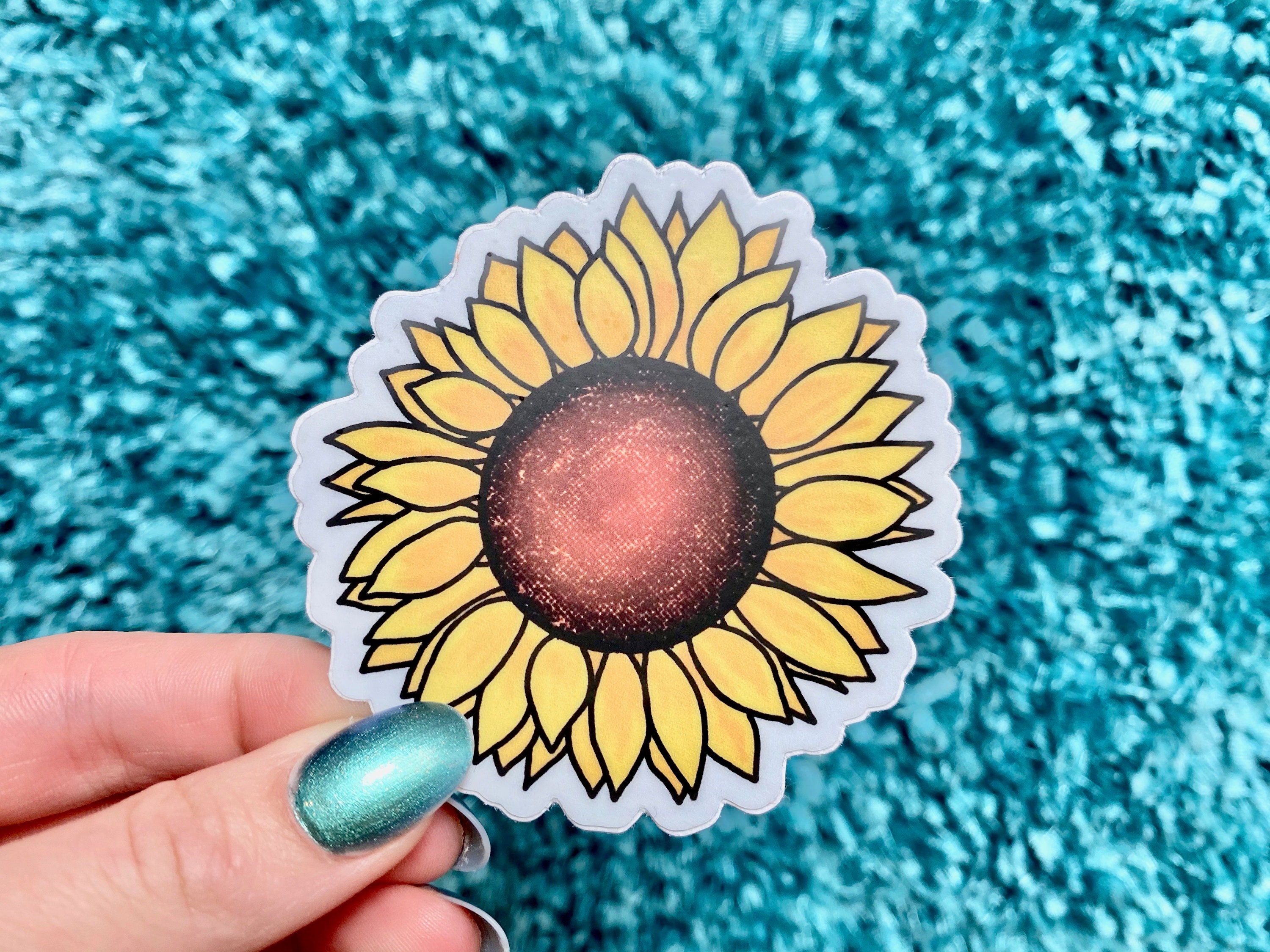 Yellow Sunflower Sticker Cute Floral Sunflower Stickers Etsy