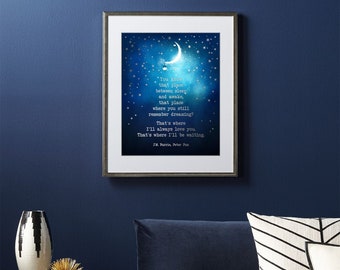 Peter Pan Art Print - Peter Pan Quote Print - I'll Always Love You - Neverland Poster Bedroom Wall Art Decor- Inspirational Quote Nursery