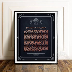 Man in the Arena, &quot;The Man in the Arena&quot;, Unique Gifts for Men, Teddy Roosevelt Quote Poster, Theodore Roosevelt, Graduation Gift for Him
