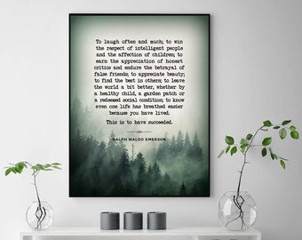 Inspirational Wall Art - Ralph Waldo Emerson Success Quote - Inspirational Graduation Gift - Typewriter Print - Graduation Gift - Life Quote