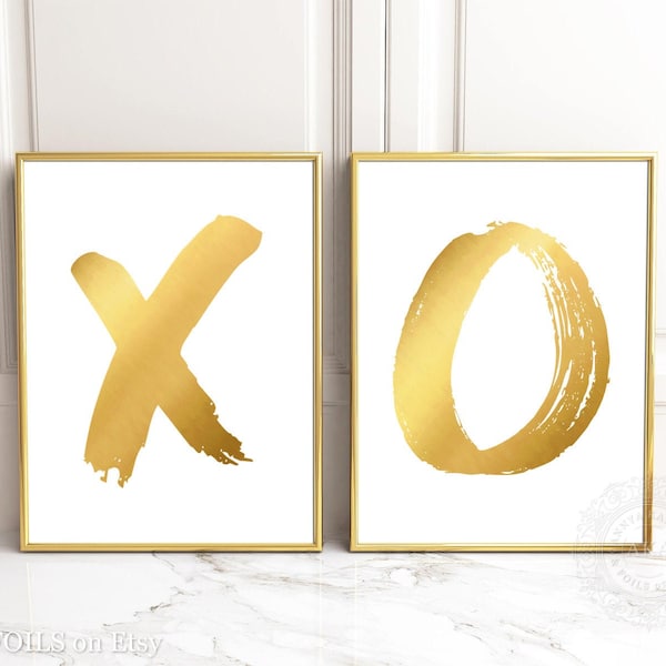 X and O Print Set, XO Print, Real GOLD FOIL Wall Art, Pink Nursery Wall Art, Girls Room Decor, Blush, Coral, Gold Bedroom Wall Decor Glam