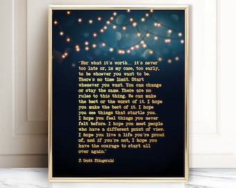 Inspirational Wall Art - F Scott Fitzgerald Quote Wall Art - Gold Silver Copper Foil Print - Great Gatsby Poster - Inspirational Quotes Gift