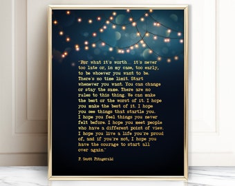 F. Scott Fitzgerald Quote Foil Print: Inspirational Wall Art