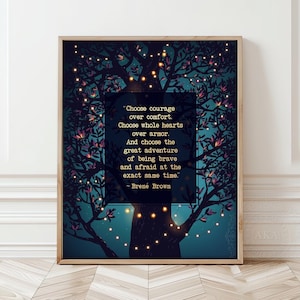 Choose Courage Over Comfort Brene Brown Print - GOLD Lettering - Therapy Office Decor, Psychology Recovery Gift - Office Therapy Wall Art