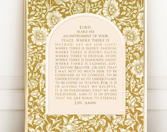 St Francis Gebets-Goldfolien-Kunstdruck - Vintages William Morris Design gerahmtes Geschenk