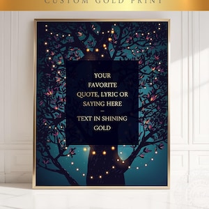 Impresión de cita personalizada - Impresión en lámina de oro - Letras doradas - Impresión de texto personalizada enmarcada - Arte de pared personalizable - Regalo de San Valentín con poema personalizado enmarcado