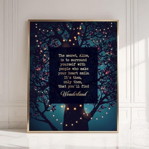 Alice In Wonderland Decor - The Secret Alice Gold Print - Lewis Carroll Wall Art, Book Quote Adventure - Alice in Wonderland Framed Gift