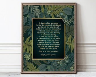 Ralph Waldo Emerson Success Quote Art Print: Gold Foil Inspirational Poetry