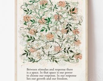 Viktor Frankl Quote Print: Vintage William Morris Design, Therapy Office Art