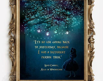 Gold Foil Alice in Wonderland Quote Print - Literary Wall Art