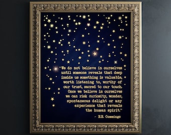 E.E. Cummings Quote Gold Foil Art Print: Social Worker Gift