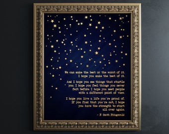 F Scott Fitzgerald Quote Gold Foil Print - Inspirational Quotes - Inspirational Wall Art Print - Literary Quote - Great Gatsby Wall Art