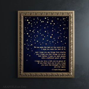 F Scott Fitzgerald Quote Gold Foil Print - Inspirational Quotes - Inspirational Wall Art Print - Literary Quote - Great Gatsby Wall Art