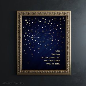 Löwe Sternzeichen Folie Kunstdruck: Konstellation Astrologie Poster