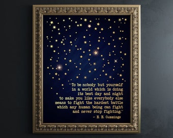 E.E. Cummings Poem Art Print Home Decor - ee cummings Poetry Wall Art - Inspirational Wall Art - Be Yourself Quotes Motivational Wall Decor