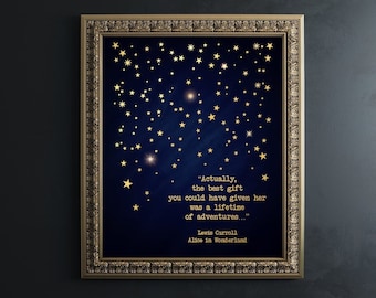 Alice in Wonderland Quote Print: Real Gold Foil Art, Book Lover Gift