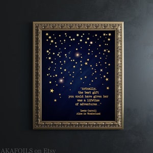 Alice in Wonderland Quote Print: Real Gold Foil Art, Book Lover Gift