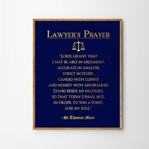 Lawyers Prayer Print FRAMED - Lawyer Gift - Attorney Gift - Foil Print - Law School Graduation Gift for Men - Lawyer Gift for Women Wall Art