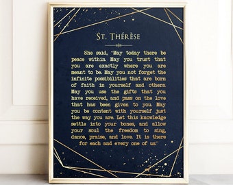 St Therese Quote Print: Gold Foil Inspirational Catholic Art