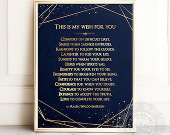 Ralph Waldo Emerson Zitat Druck: Goldfolie Inspirational Art