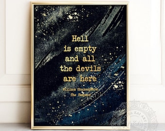 William Shakespeare Quote Wall Art - Hell is empty and all the devils are here - Gothic Literature Book Lover Horror Classic Dark Decor