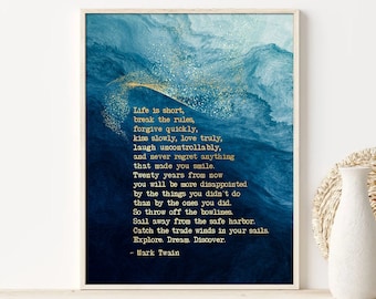 Mark Twain Quote Art Print: Inspirational Metallic Foil Wall Decor