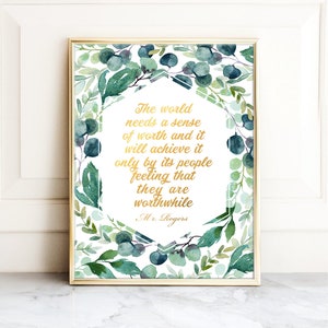 Social Worker Gift Inspirational Quote Social Work Office Decor Mr Rogers Quote Floral Typography Print, Therapist Gift Motivational Art image 1