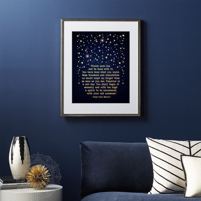 Ralph Waldo Emerson Quote Print: Gold Foil Inspirational Wall Art - Finish Each Day image 3