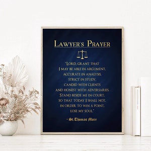 Lawyer Gift Gifts for Lawyers Real Gold Foil Print Lawyer's Prayer by Sir Thomas More Law Student Gift Law School Graduation Gift image 4