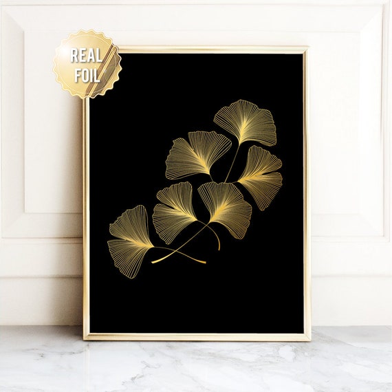 Ginkgo Leaf Print Gold Foil Print Ginko Leaf Print Wall Decor Minimal Wall  Art Gold Foil Botanical Art, Gold Home Decor, Wall Art 