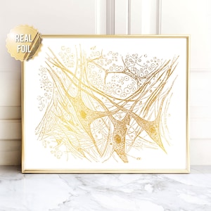 Neuroscience Art Brain Gray Matter - Gold Foil Print - Neuroscience Gift - Brain Anatomy Print - Neuroscience Poster Print - Greys Anatomy